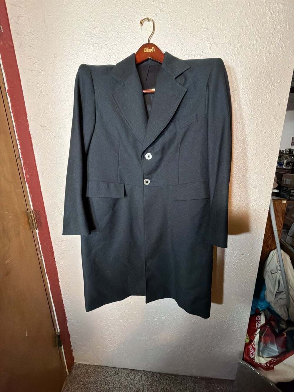 Wah Maker Frontier Coat Size 40 Black Wool Long Frock Western Jacket